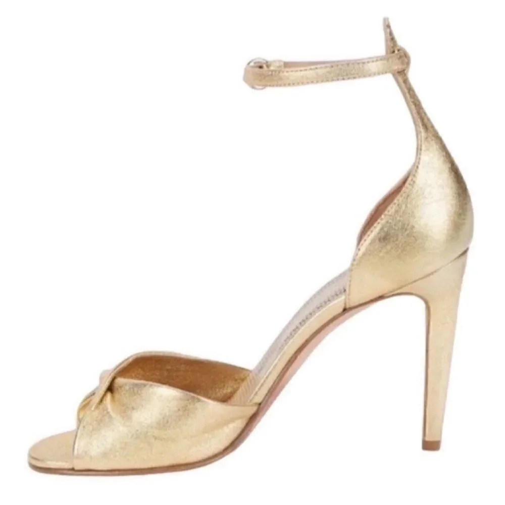 Red Valentino Gold Leather Stilettos Sandals(Size 7,37)